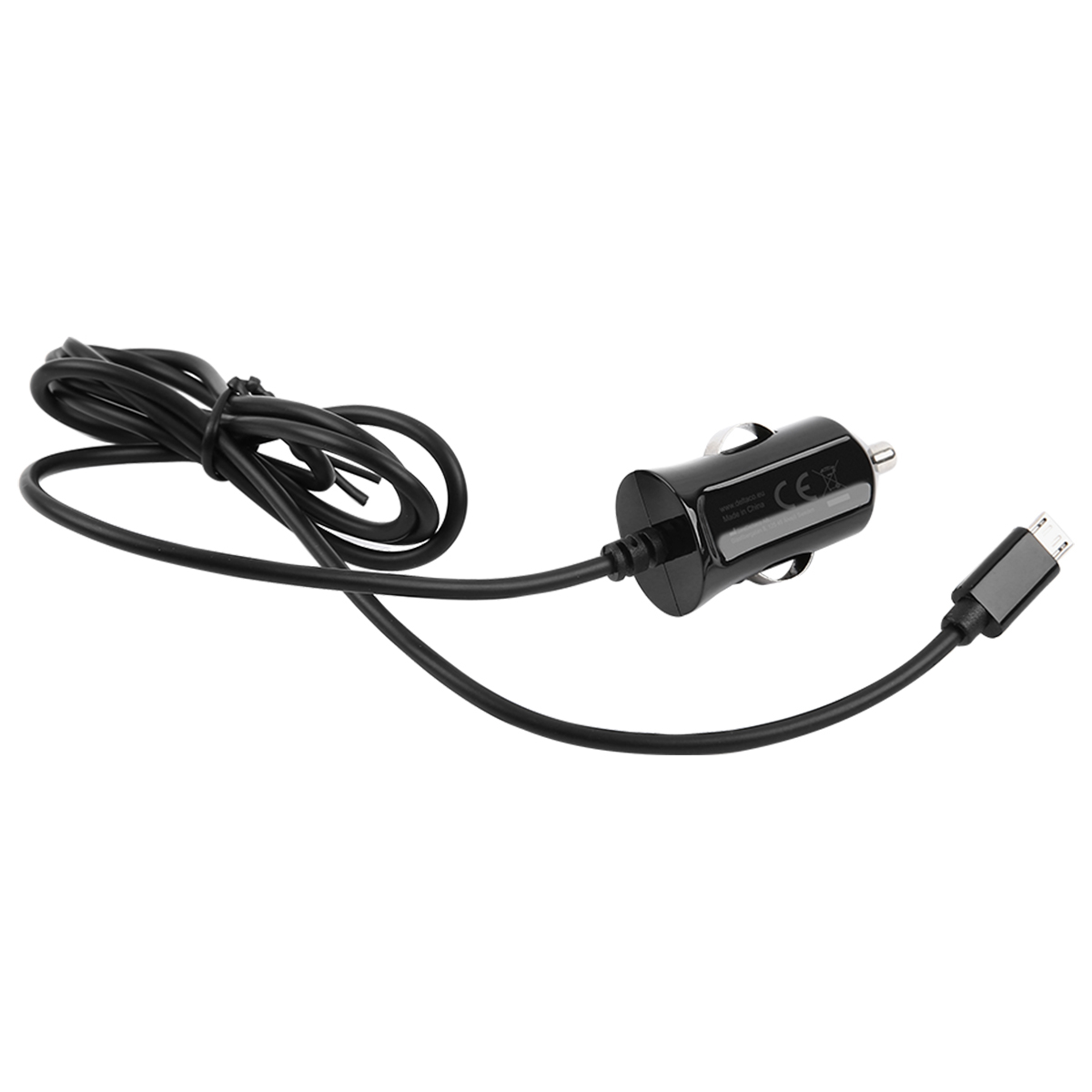 Deltaco billaddare med MicroUSB-kabel, 12W, 2.4 A, 1m