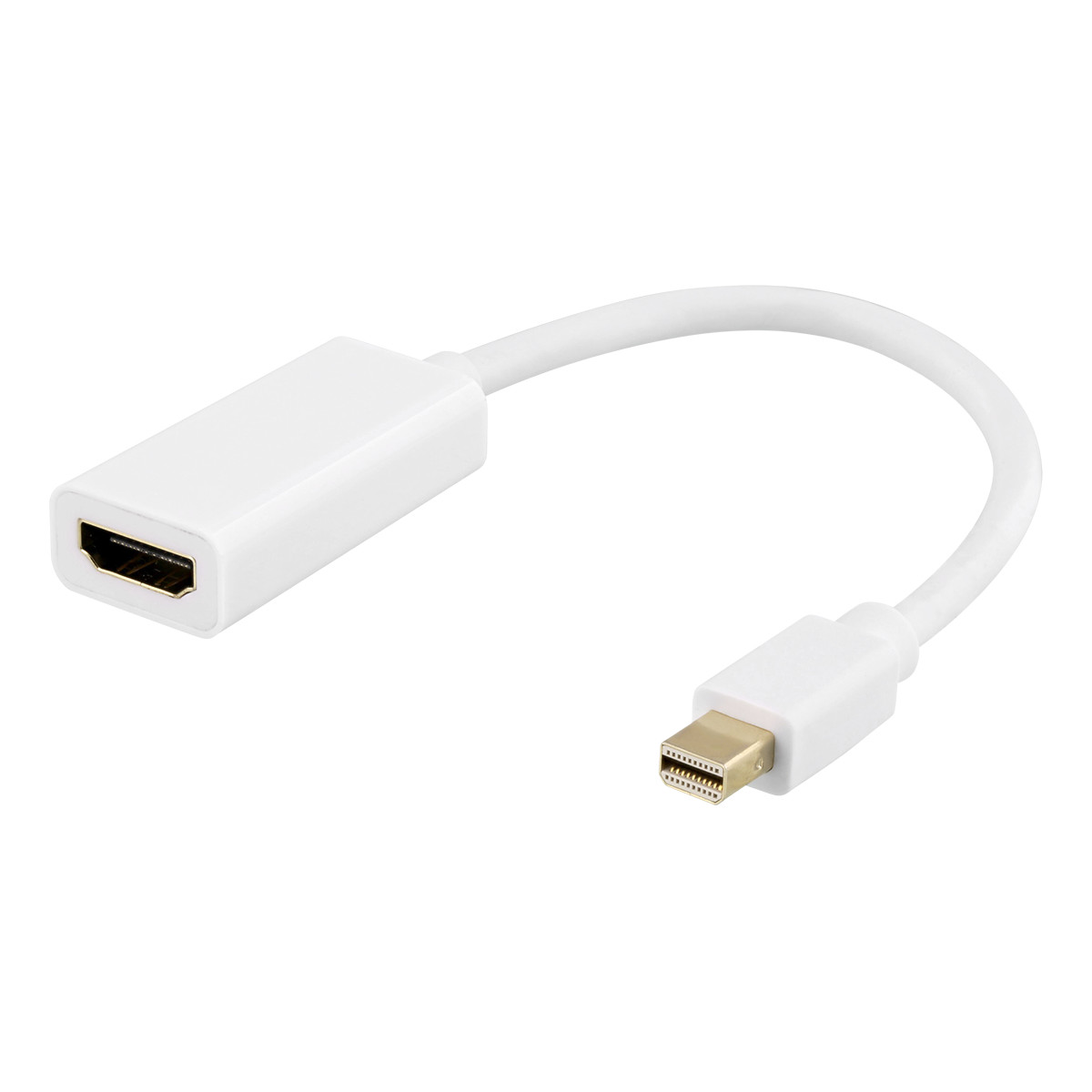 DELTACO Mini DisplayPort till HDMI adapter, 4K 60Hz, 0,2m, Vit