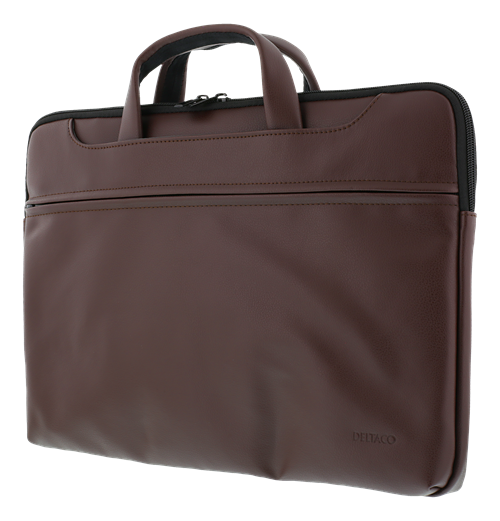 Deltaco Notebookväska upp till 15.6 tum, PU-läder, brun
