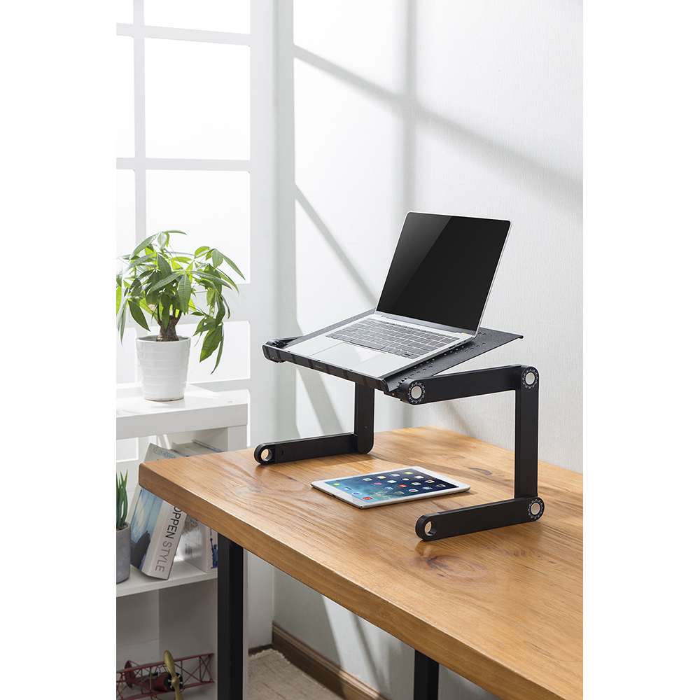 Deltaco Office Justerbart laptopbord, lutbar bordsskiva, svart