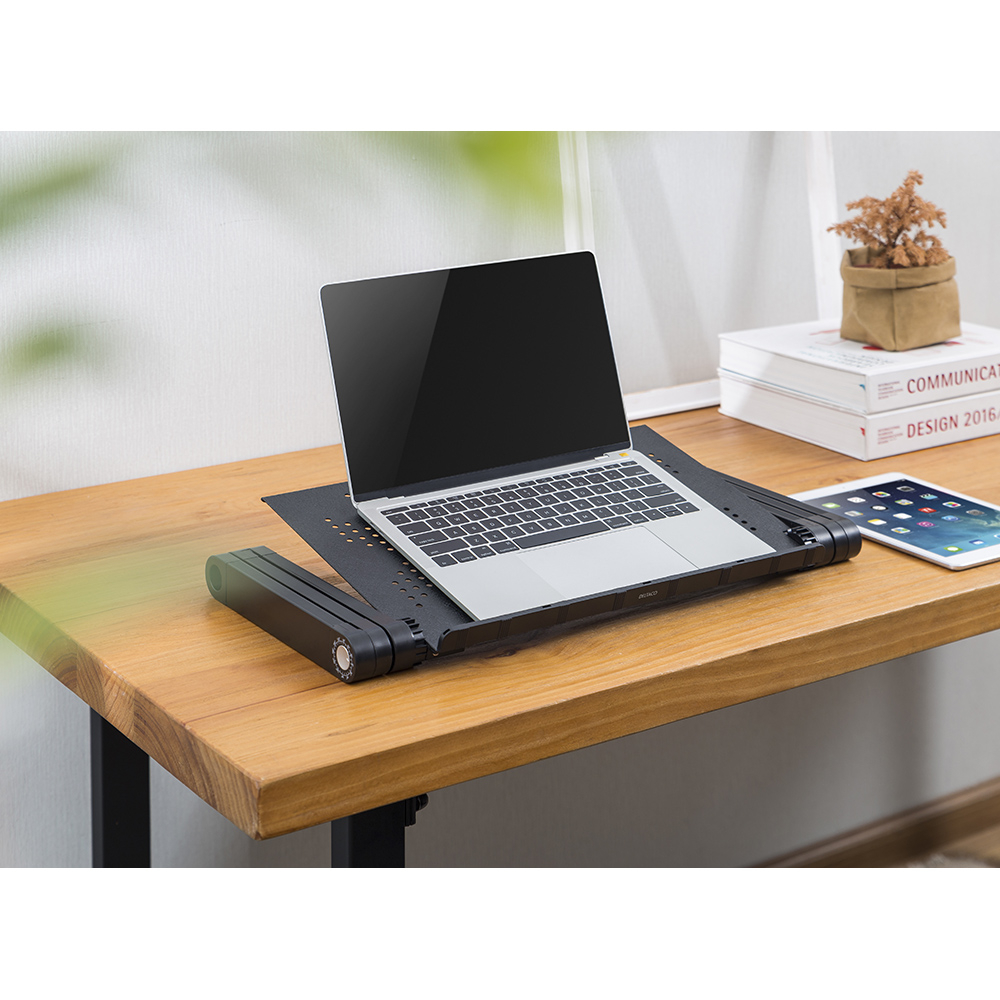 Deltaco Office Justerbart laptopbord, lutbar bordsskiva, svart