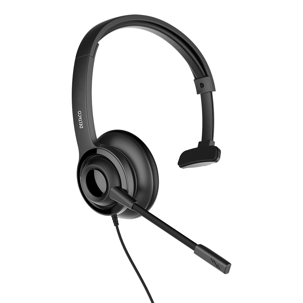 Deltaco Office USB brusreducerande monoheadset, 1.8m