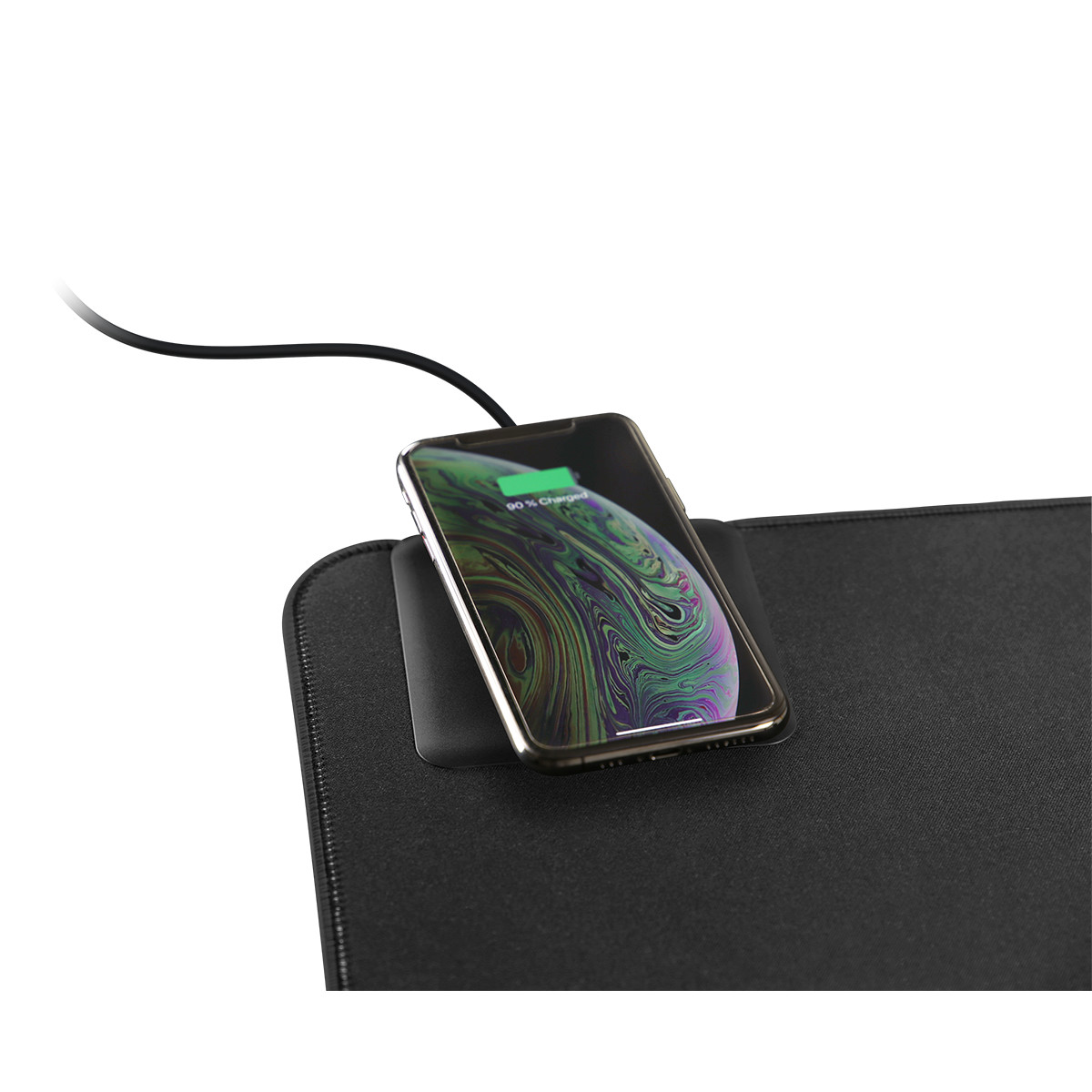 DELTACO Office, extra wide mousepad with fast wireless charger, 90x40