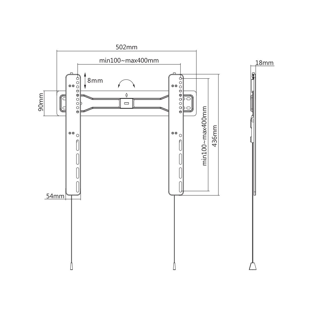 DELTACO Office, fixed ultra-slim wall, 32-55 tum, 35kg