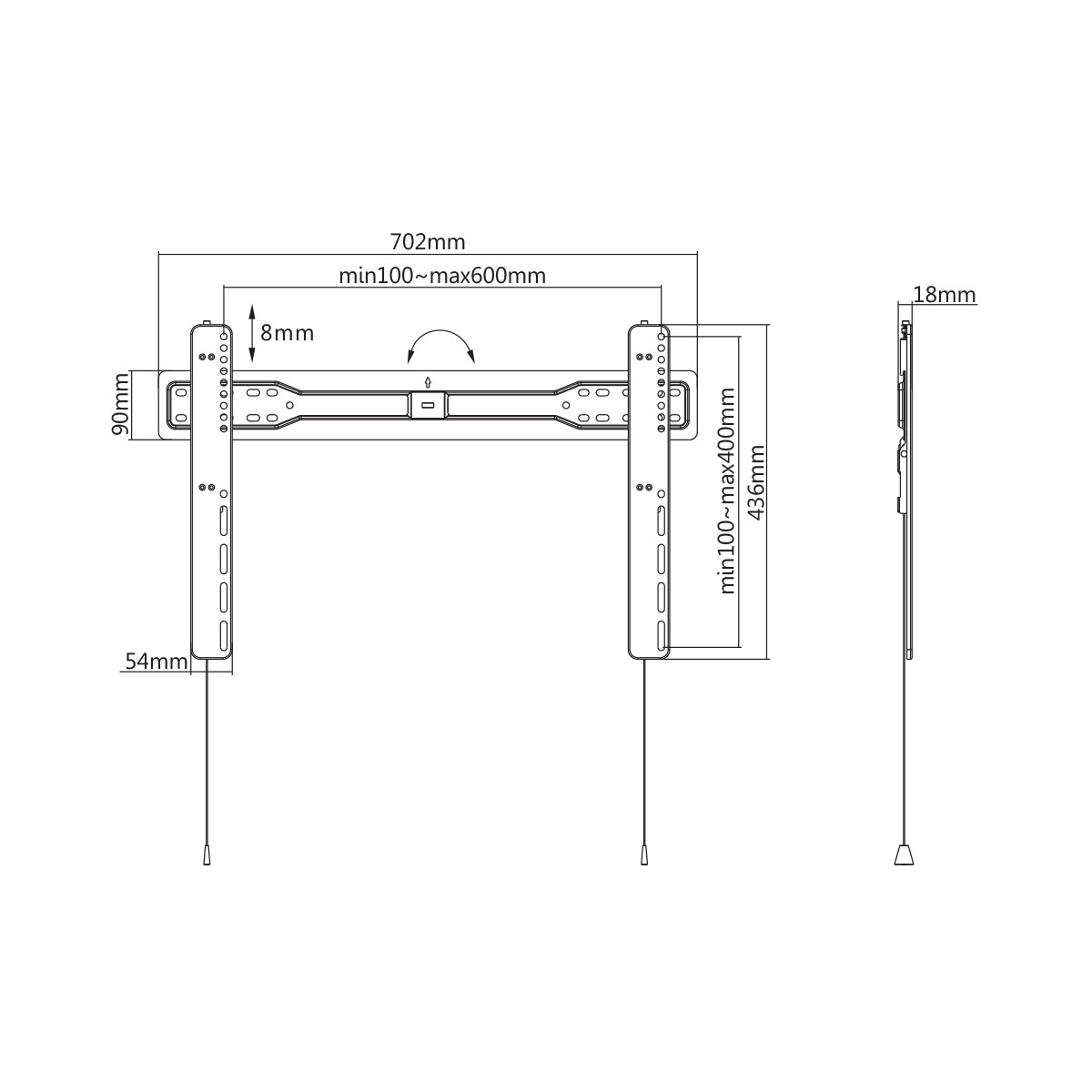 Deltaco Office, fixed ultra-slim, 37-70 tum, 35kg