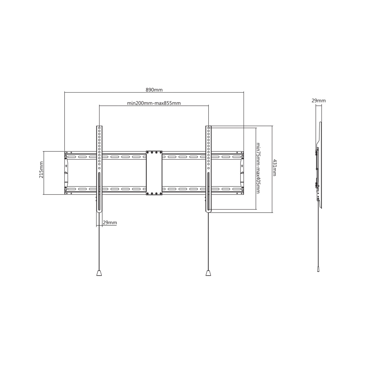 Deltaco Office, Fixerat väggfäste, vikbart, 43-90 tum, 70 kg