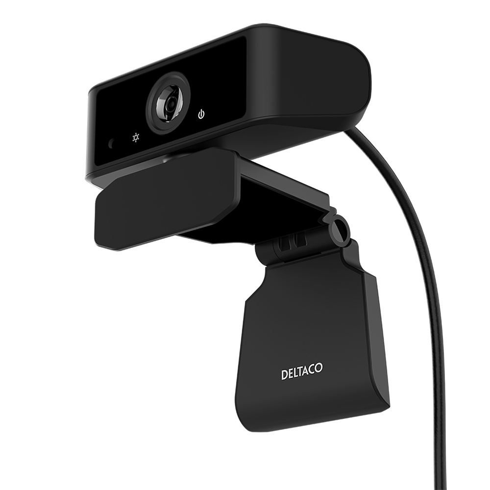 Deltaco Office Webbkamera, 2K 3.6MP CMOS, vikbart fäste