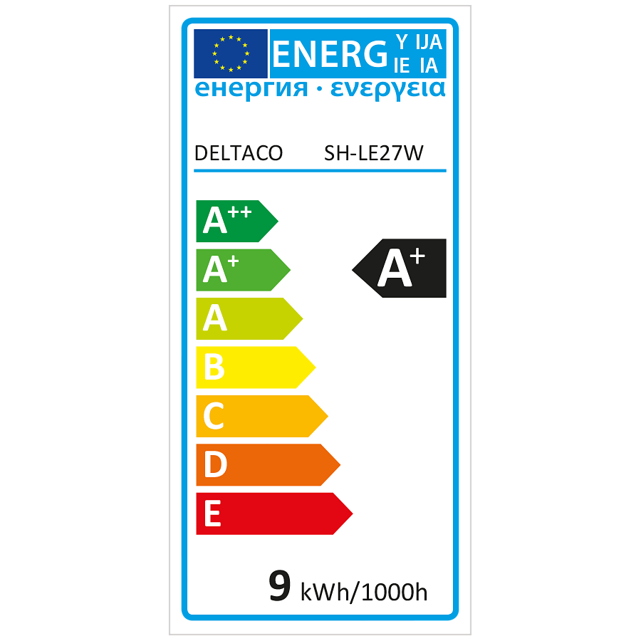 Deltaco Smart Home LED-lampa, E27, WiFi, 9W, 2700K-6500K, dimbar