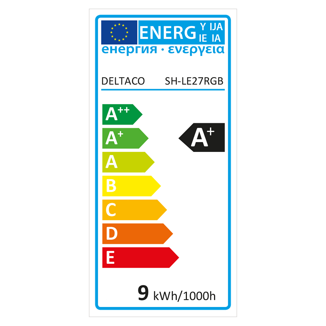 Deltaco Smart Home RGB LED-lampa, E27, WiFi, 9W, 16milj färger