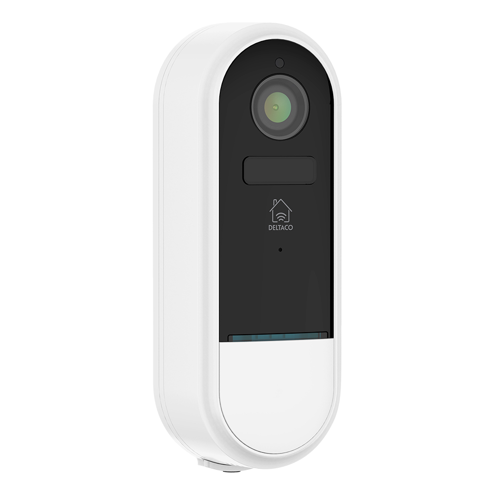 Deltaco Smart Home WiFi dörrklocka med kamera, IP65, vit