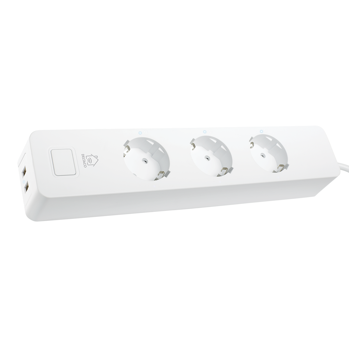 DELTACO SMART HOME grenuttag, WiFi, 3xCEE 7/3, 2xUSB-A, 1.5m