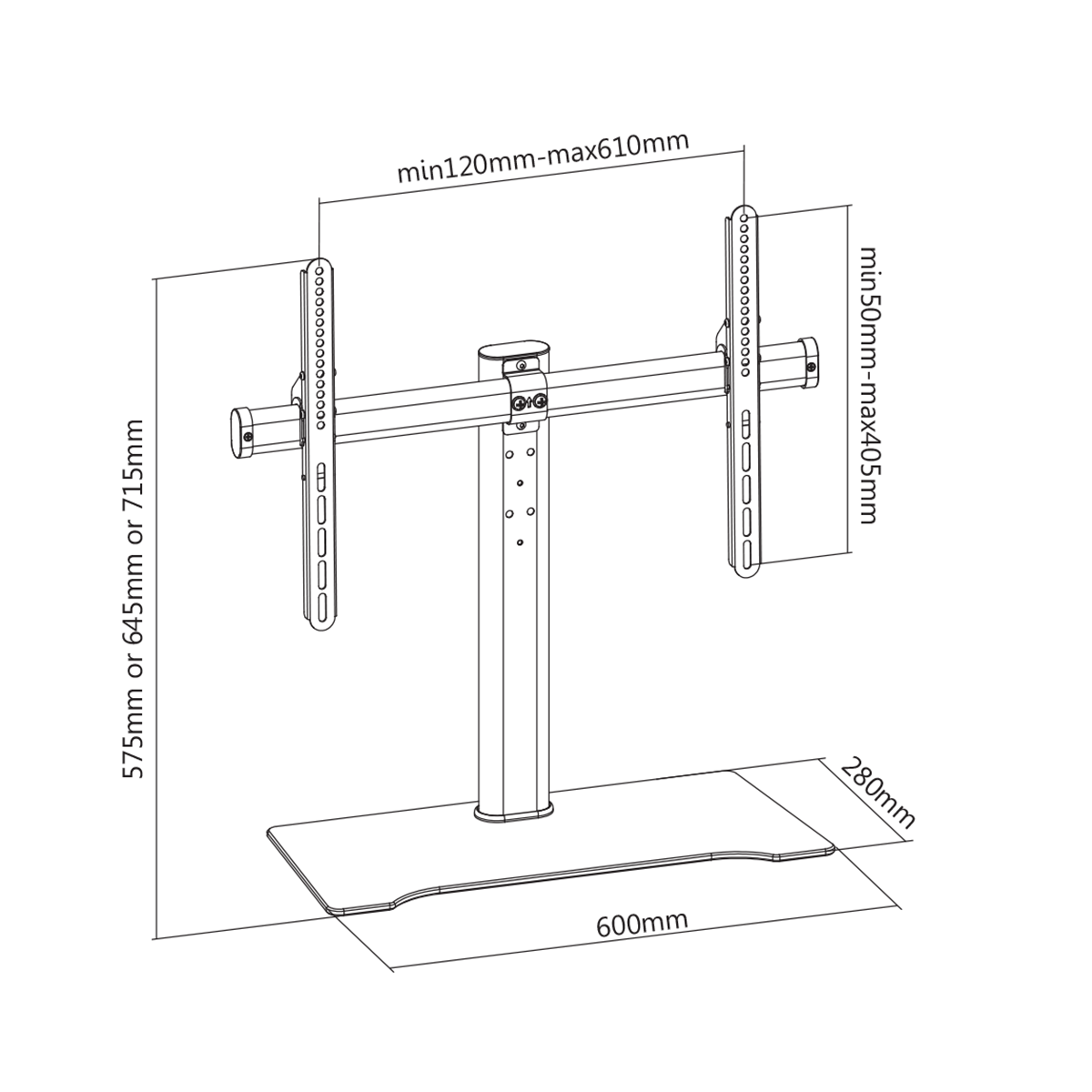 Deltaco Bordsstativ för TV, 32-55tum, 40kg, 200x200-600x400mm