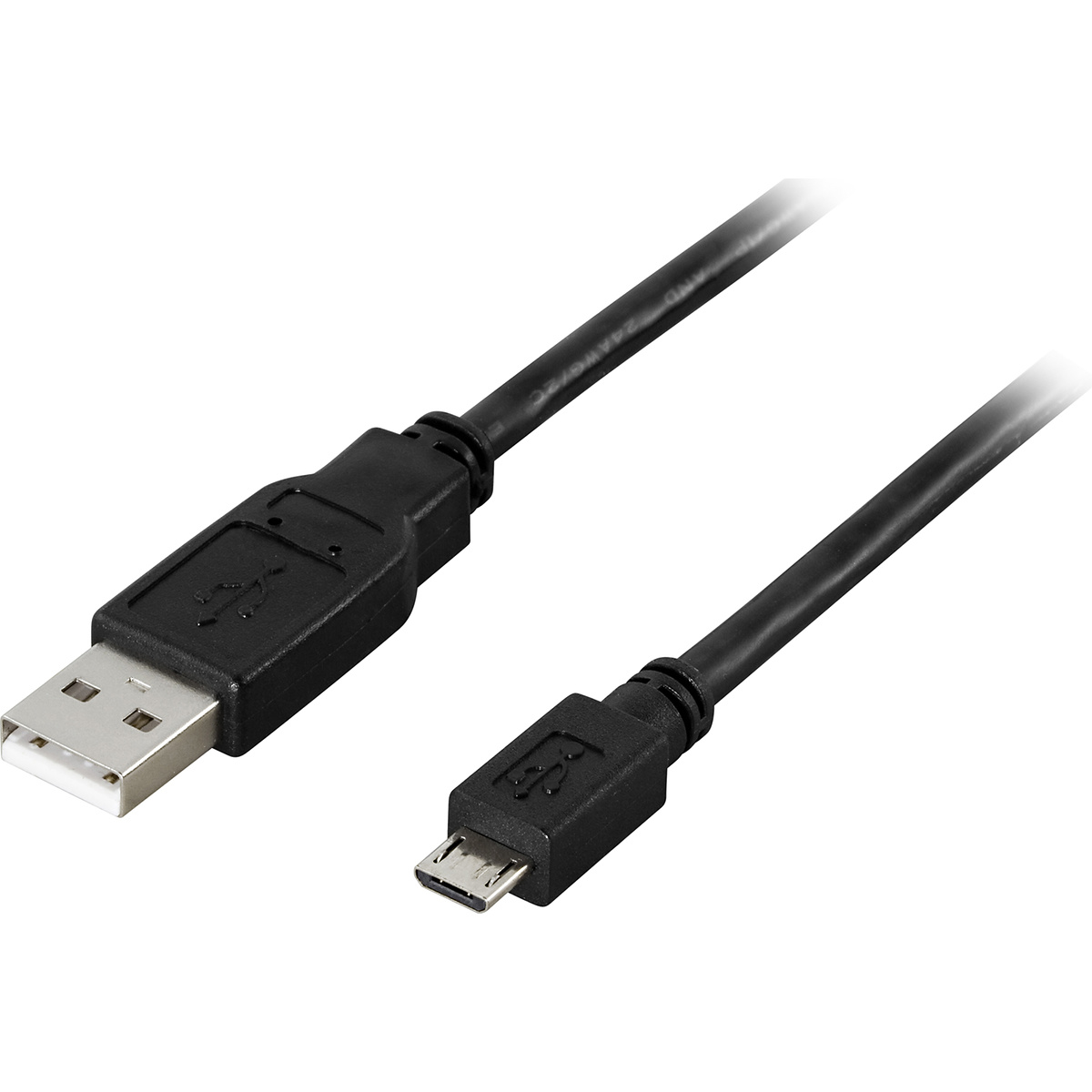 DELTACO USB 2.0 typ A till Micro-B USB, 5-pin, 0.25m, svart