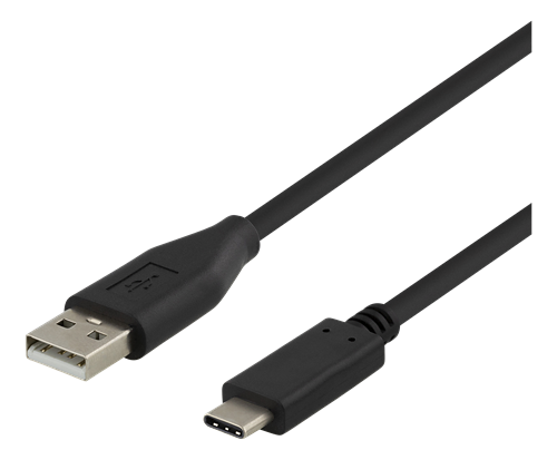 Deltaco USB-A till USB-C kabel, 5m, 1A, USB2.0, svart