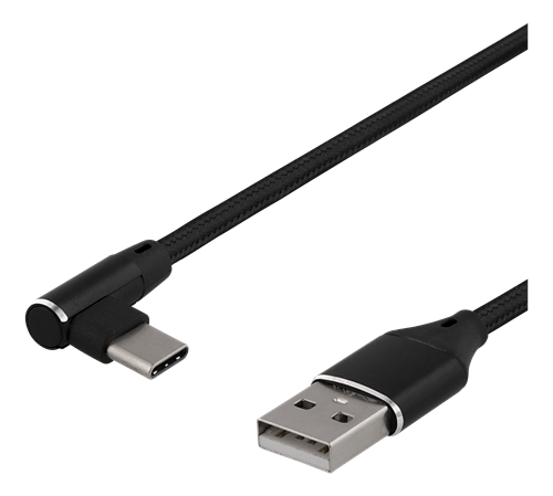 Deltaco USB-A till vinklad USB-C kabel, 0.5m