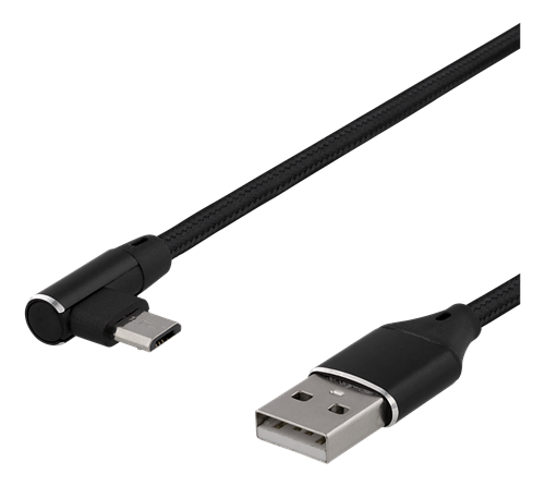 Deltaco USB-A till vinklad USB Micro-B, 0.5m