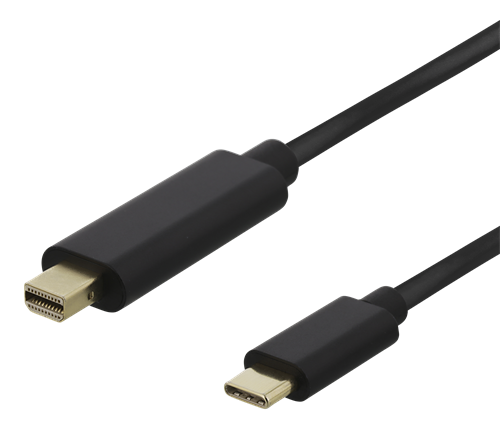 Deltaco USB-C till MiniDP kabel, 3840x2160, 60Hz, 0.5m, svart