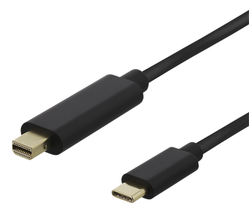 Deltaco USB-C till MiniDP kabel, 3840x2160, 60Hz, 1m, svart