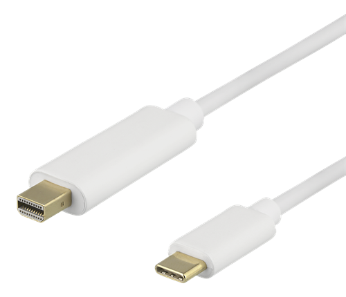 Deltaco USB-C till MiniDP kabel, 1m, 3840x2160 60Hz, vit