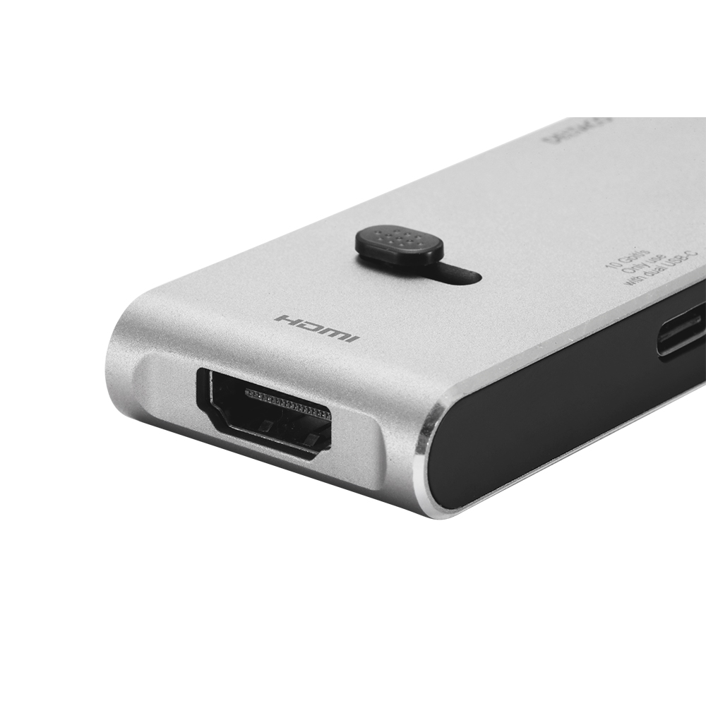 Deltaco USB-C dockningsstation, HDMI/SD/mSD-läsare PD3.0, grå