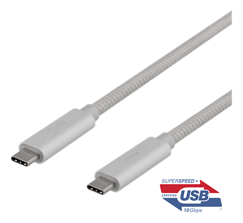 Deltaco USB-C SuperSpeed-kabel, 0.5m, USB3.1 Gen 2, silver