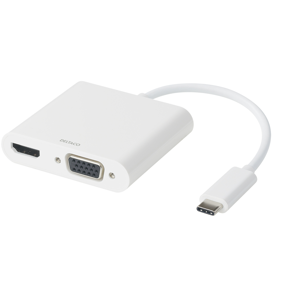 Deltaco USB-C dockningsstation, HDMI/VGA/Ljud/USB-C, PD 3.0