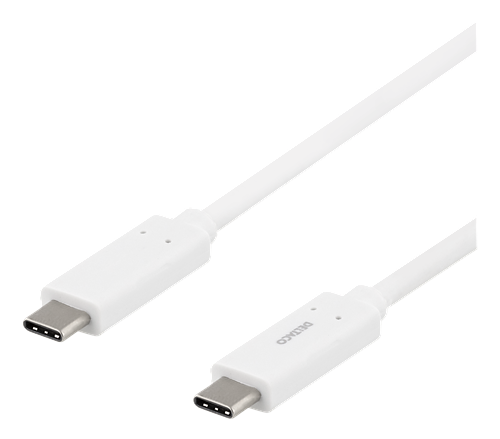 Deltaco USB-C till USB-C kabel, USB 3.1, Gen1, 0.5m, vit