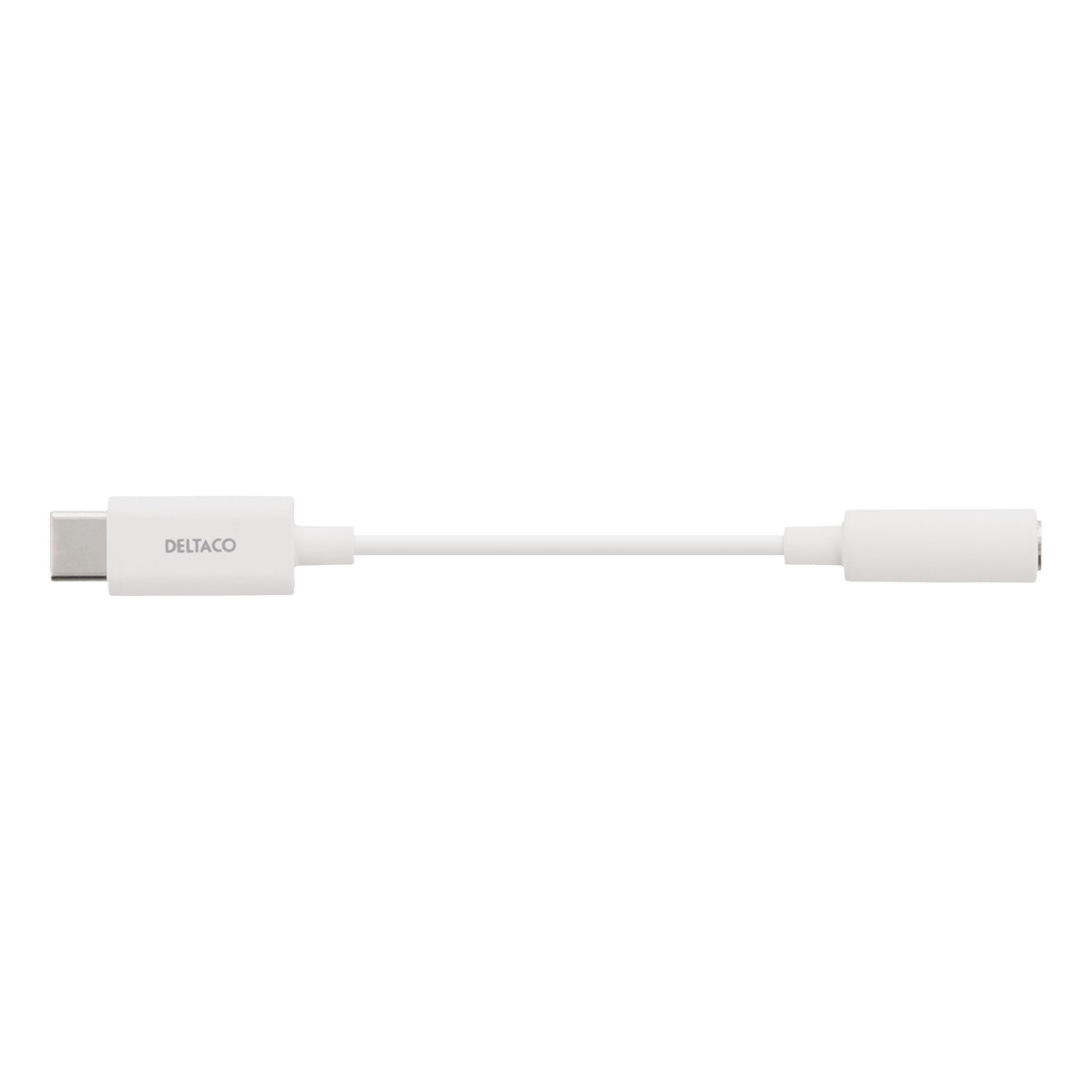 Deltaco USB-C till 3.5mm adapter, stereo, aktiv, 11 cm, vit