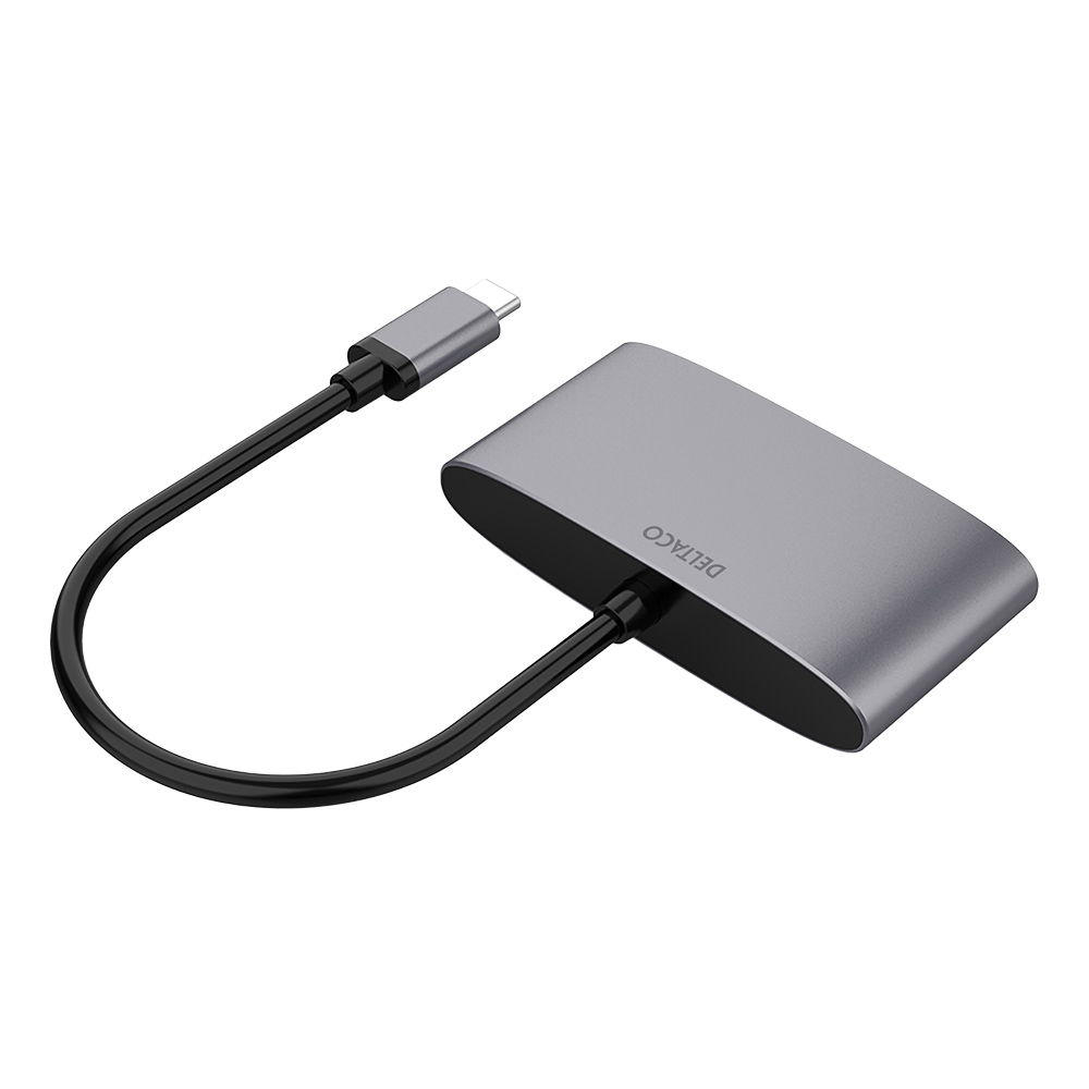 Deltaco USB-C till HDMI/USB-A adapter, 4K 60Hz, PD 3.0, 100W