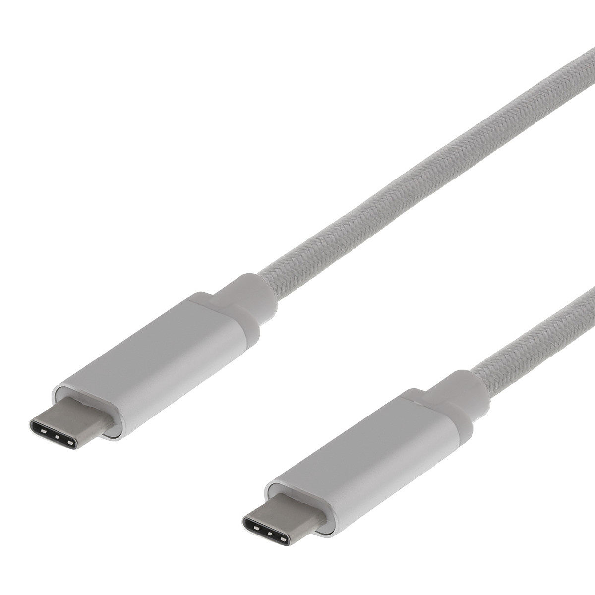 Deltaco USB-C till USB-C-kabel, 30W, 10 Gbps, silver, 2m