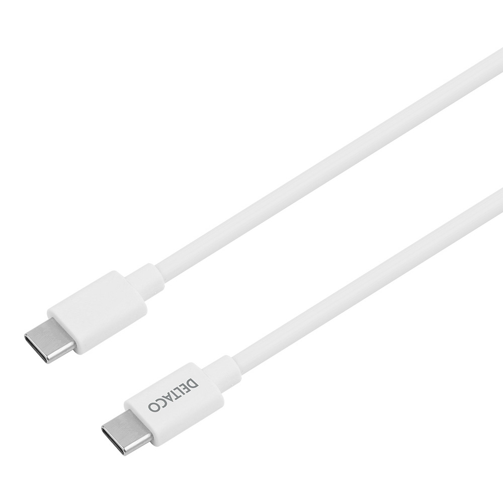 Deltaco USB-C väggladdare, 1m USB-C kabel, PD, 20W, vit