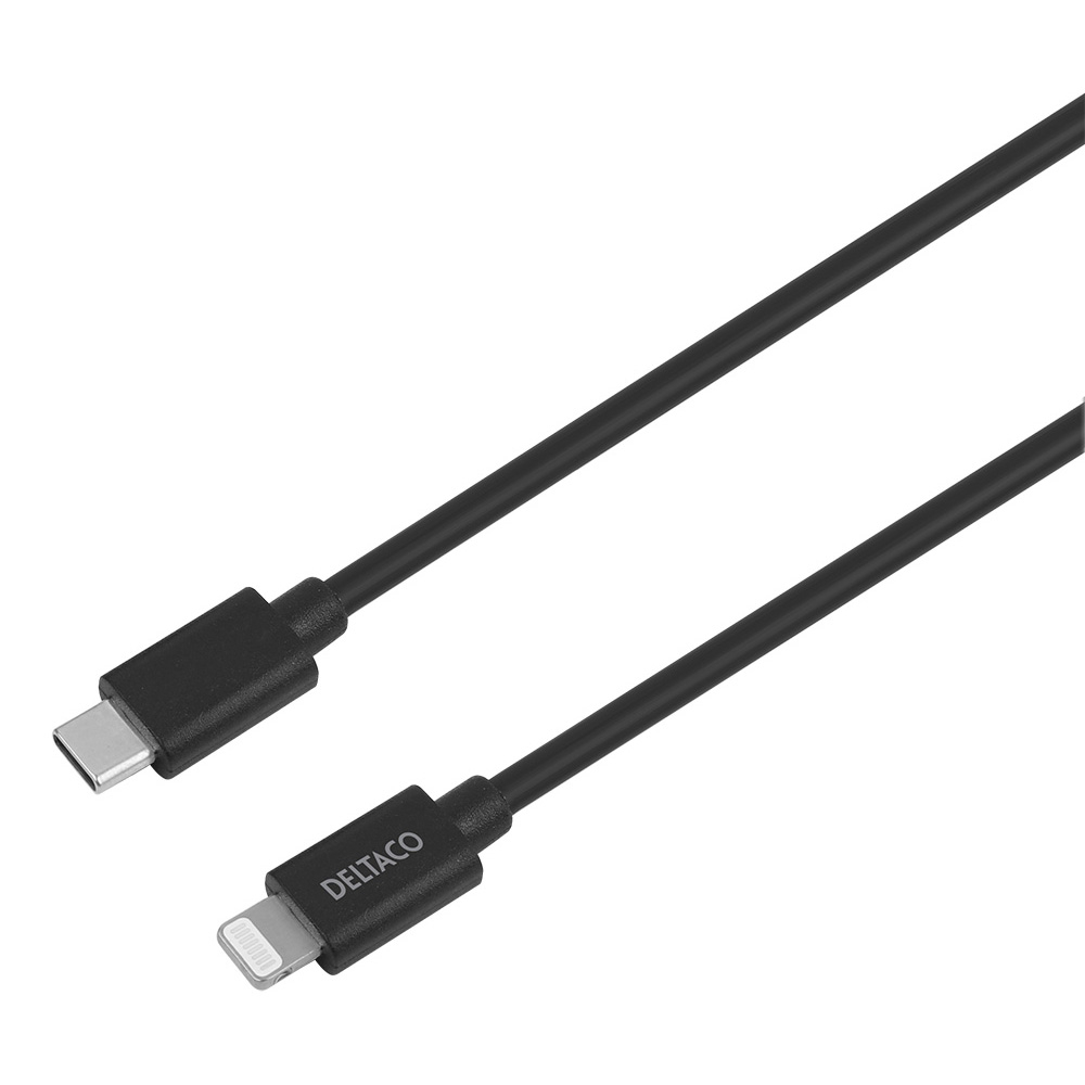 Deltaco USB-C billaddare + USB-C till Lightning-kabel, PD, 20W