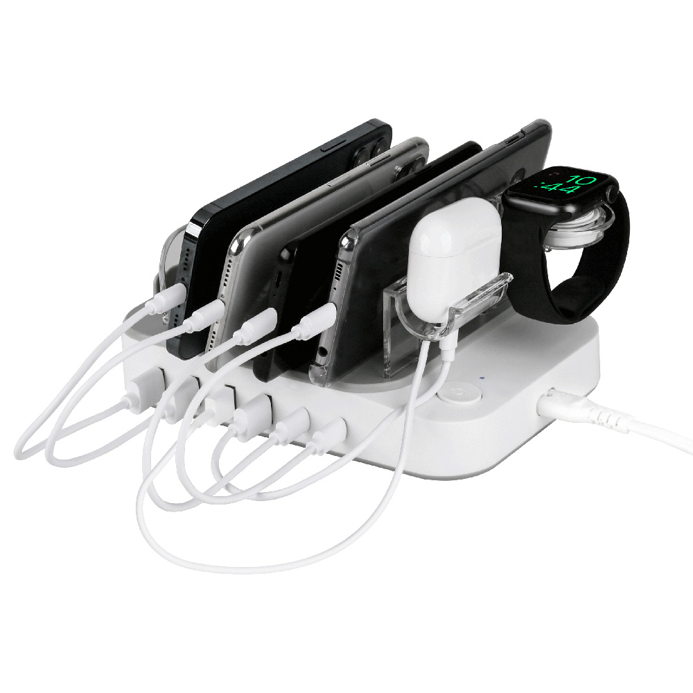 Deltaco USB laddningsstation, 4xUSB, 2xUSB-C, PD, 20W, 2.4A