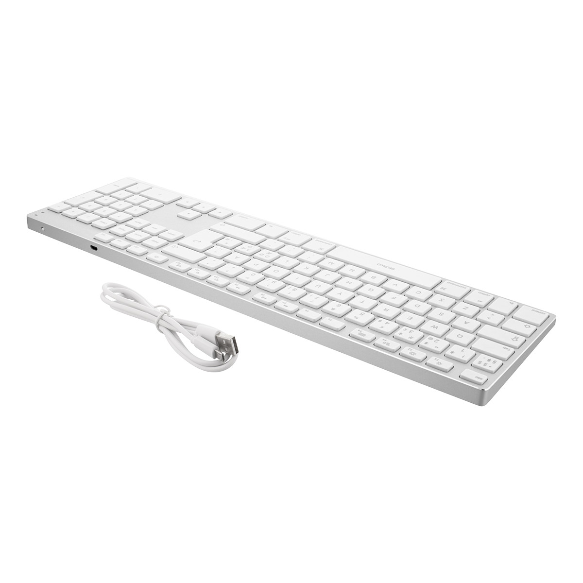 DELTACO fullsize bluetooth keyboard, aluminium, rechargeable battery,