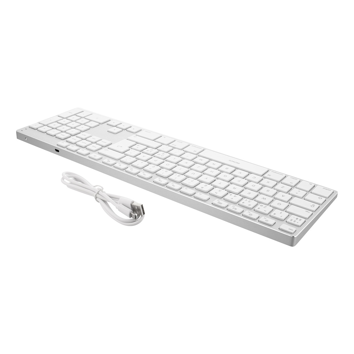 DELTACO fullsize bluetooth keyboard, aluminium, rechargeable battery,