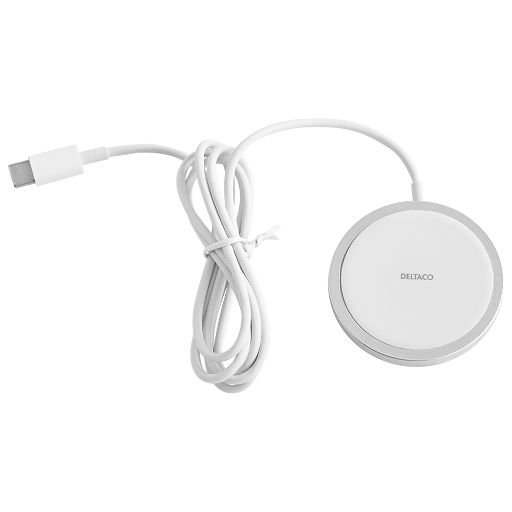 Deltaco magnetisk trådlös laddare till iPhone, 15W, vit