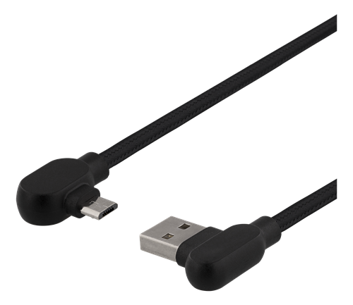 Deltaco vinklad USB-A till vinklad USB Micro-B, 1m