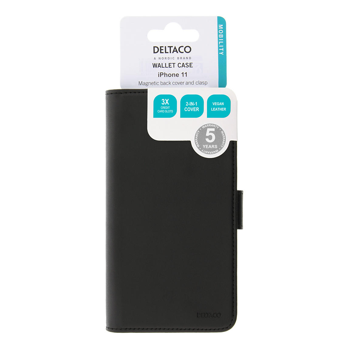 Deltaco plånboksfodral med magnetskal, iPhone 11
