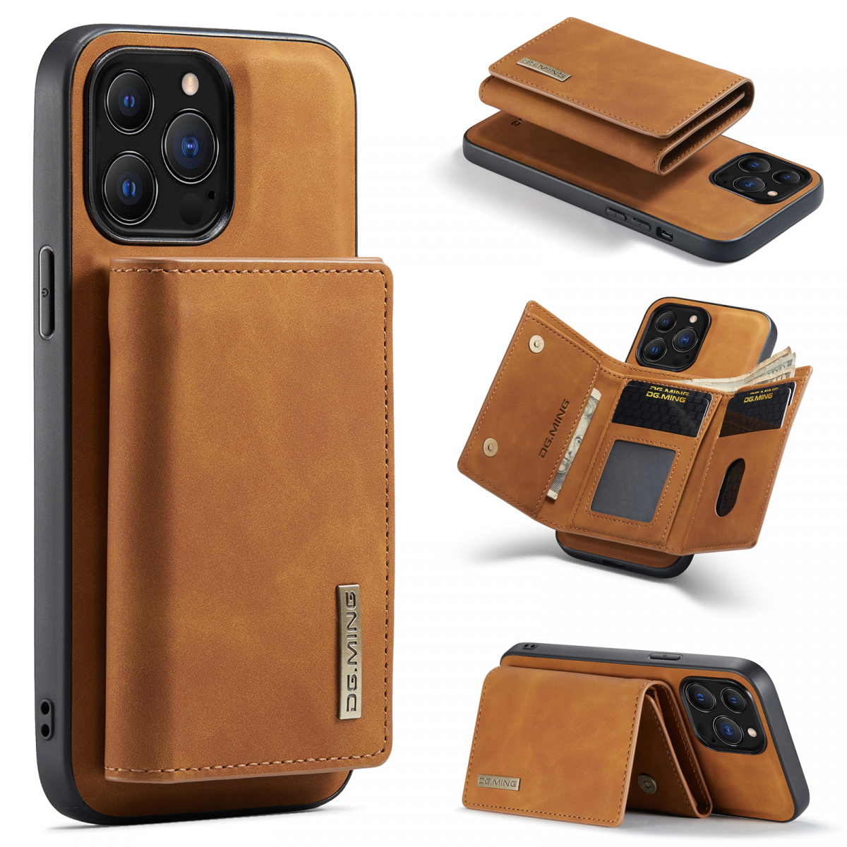 DG. MING M1-serie mobilskal till iPhone 13 Pro, brun