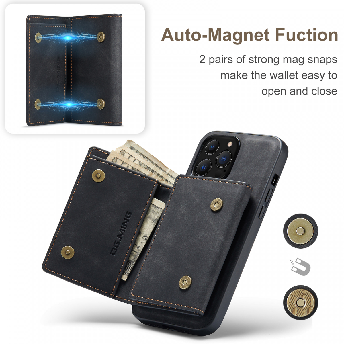 DG. MING M1-serie mobilskal till iPhone 13 Pro Max, svart