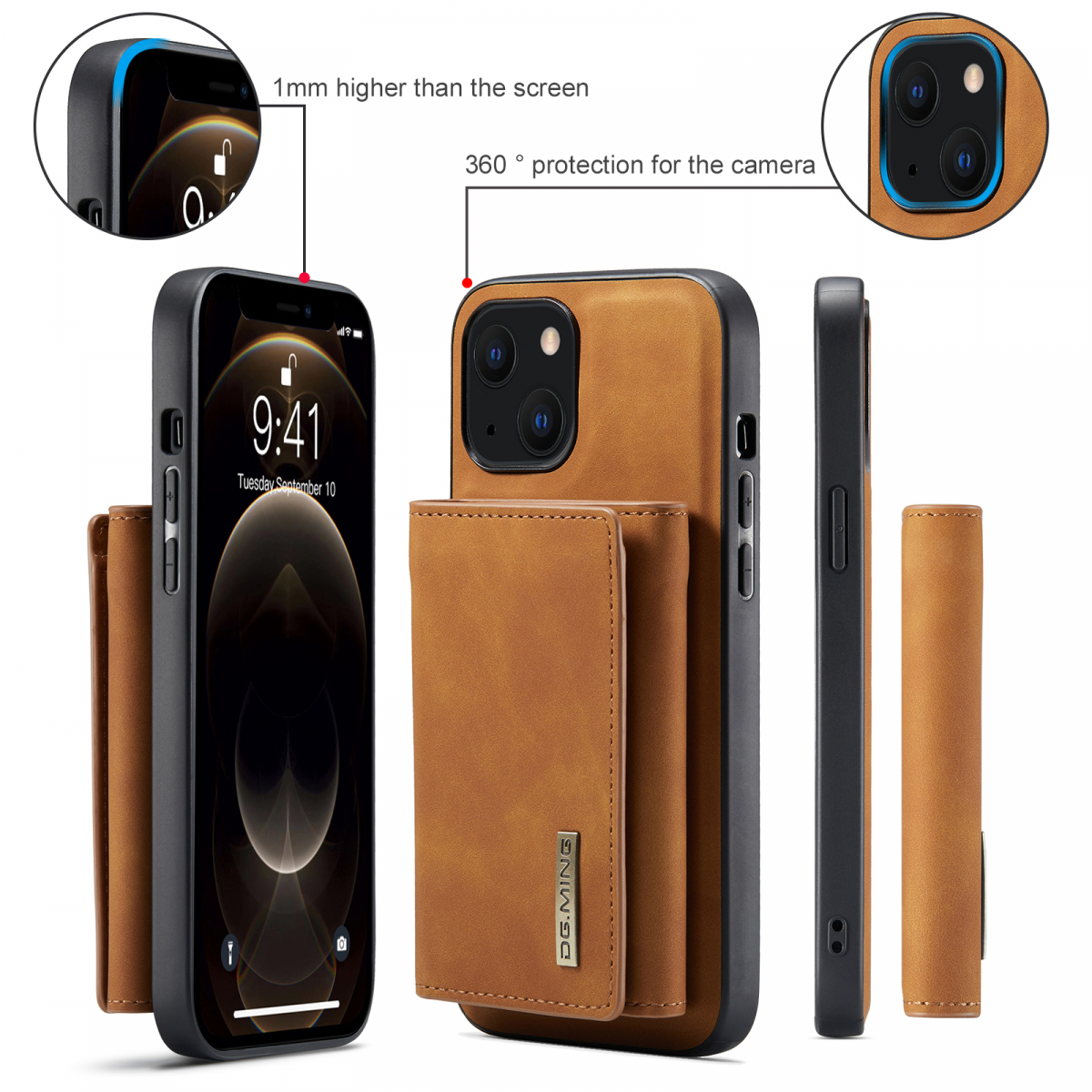 DG. MING M1-serie mobilskal till iPhone 13 Mini, brun