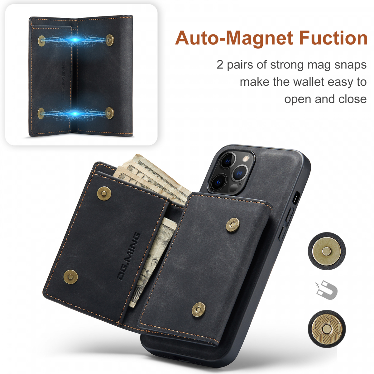 DG. MING M1-serie mobilskal till iPhone 12/12 Pro, brun