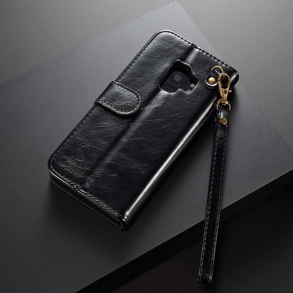 Läderfodral till Samsung Galaxy S9, svart