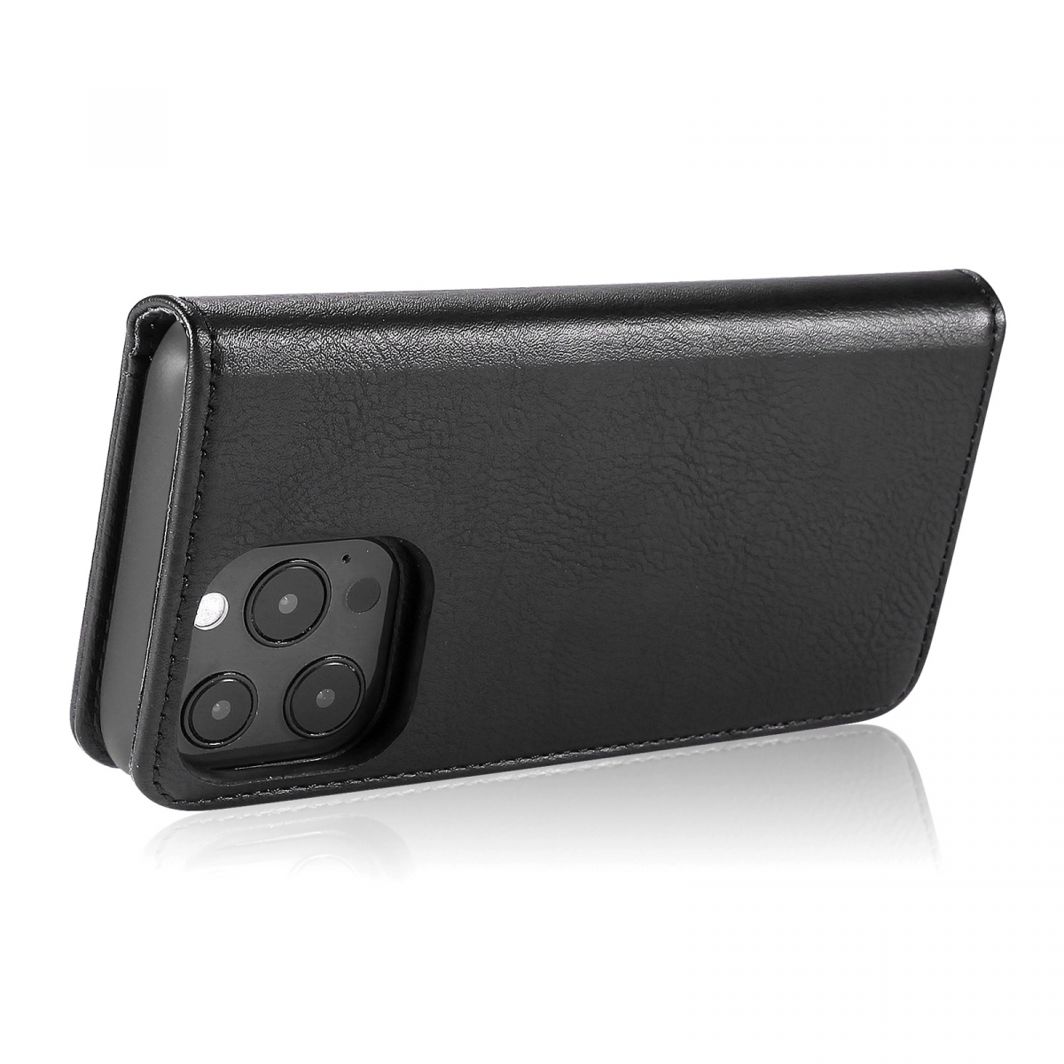 DG.MING Läderfodral med magnetskal, iPhone 13 Pro, svart