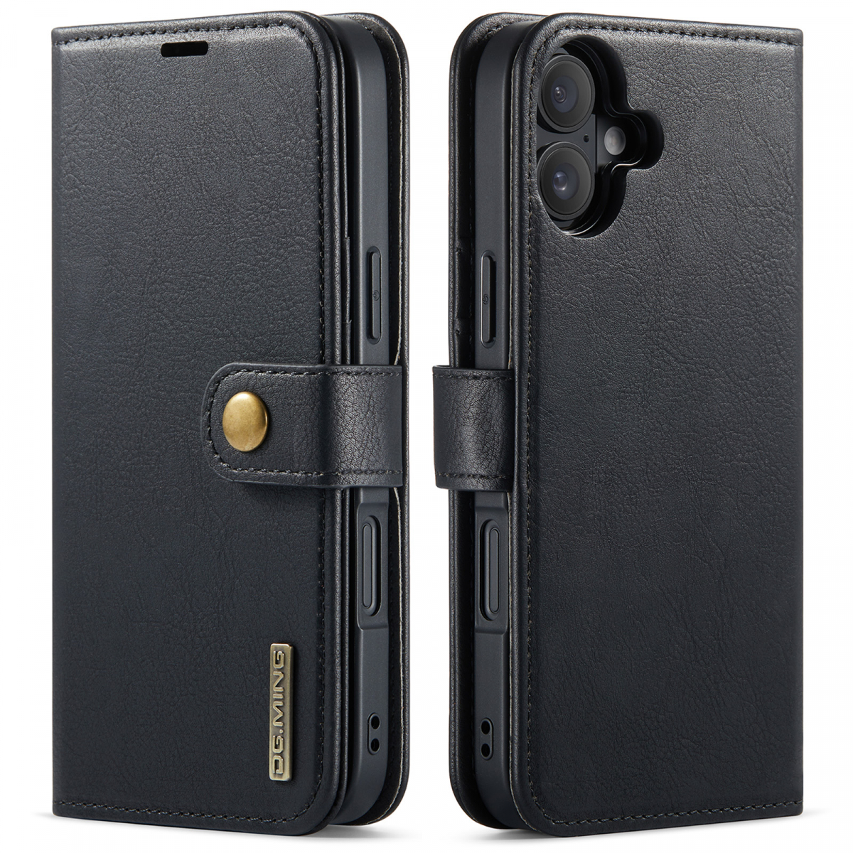 DG.MING Läderfodral med magnetskal, iPhone 16, svart