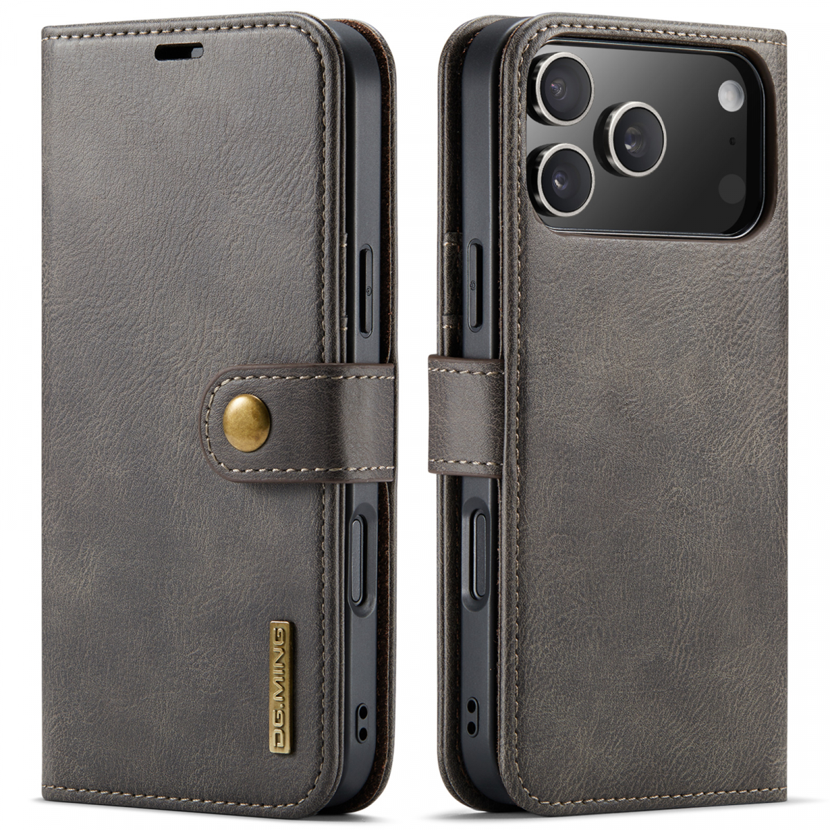 DG.MING Läderfodral med magnetskal, iPhone 17 Pro, coffee