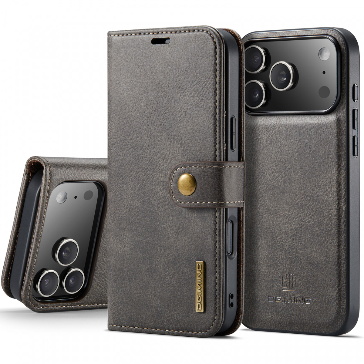 DG.MING Läderfodral med magnetskal, iPhone 17 Pro, coffee
