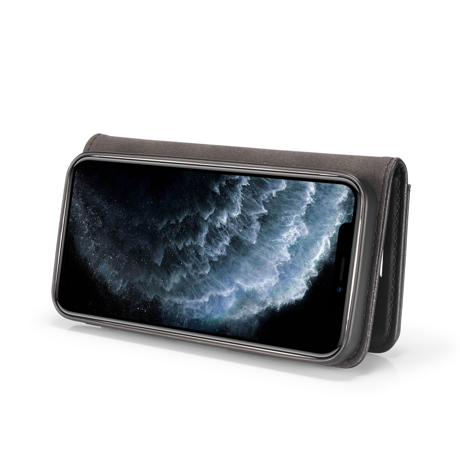DG.MING Magnetic Flip Wallet+Back cover case, iPhone 12 Pro Max, black