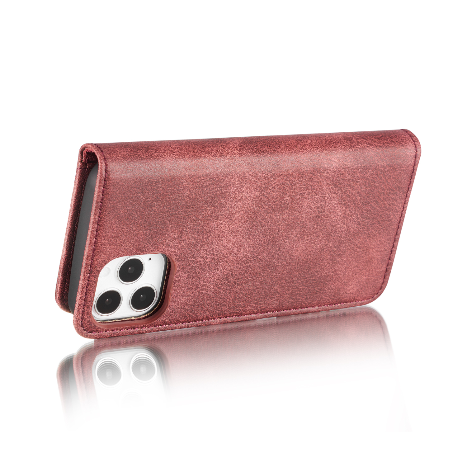 DG.MING Läderfodral med magnetskal, iPhone 12 Pro Max, röd