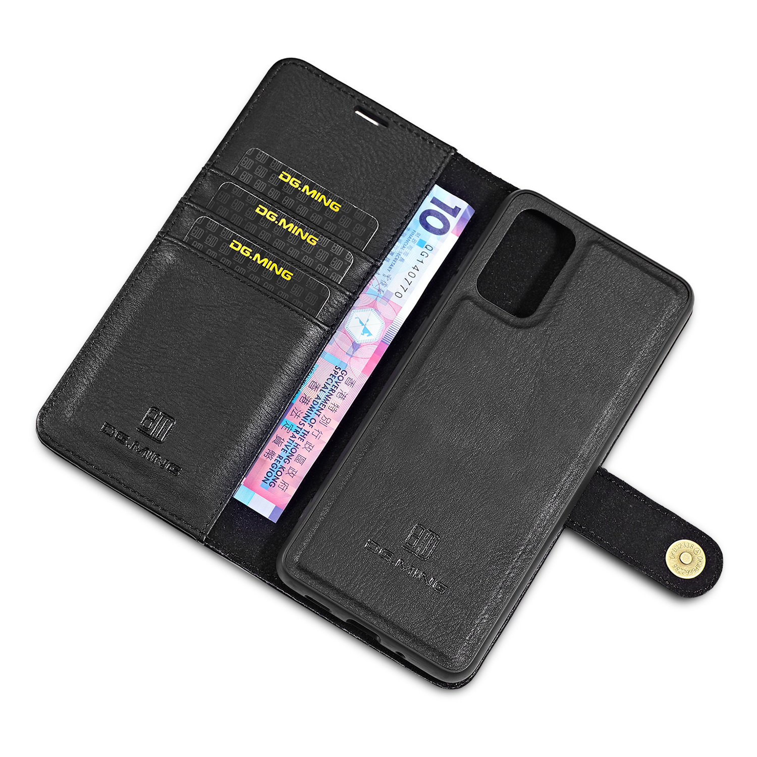 DG.MING Card Slots Magnetic Flip Wallet Style PU Leather + PC Black